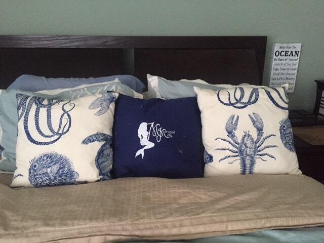 Pillow, Beachy, Decorative, Decorative Coastal Pillows, Throw Pillow, Beachy, Coastal, Decorative Pillows, Turtles, Crabs, Gifts, Mermaid - image 1