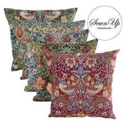 Cushion Cover 29 Sizes Strawberry Thief William Morris Tapestry Cotton Handmade Floral Flower Victorian Arts Crafts Scatter Throw Pillow - thumbnail 1