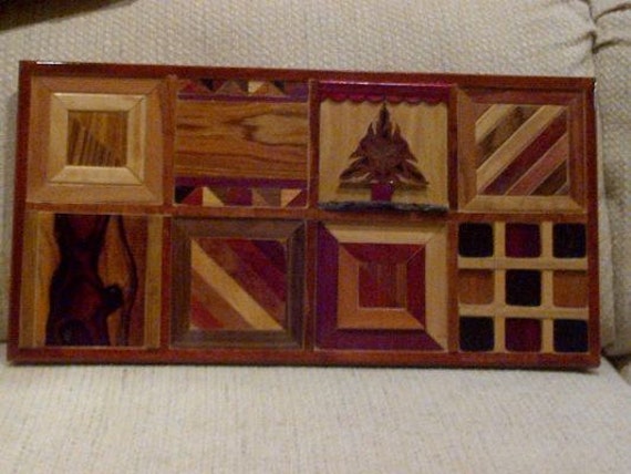 Wood Wall Art Sculpture Featuring A Collage Of 8 Separate Pieces