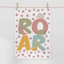 Cute Dinosaur Chart Print, Roar Poster in Pastel Colours, Girl Bedroom Playroom Decor - thumbnail 2