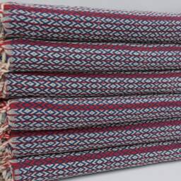 Turkish Towel, Navy Blue Towel, Hammam Towel, Turkish Peshtemal, 40''x70'', Red Striped Towel, Beach Towel, Small Diamond Towel, B2-K??rm??z?? - thumbnail 3