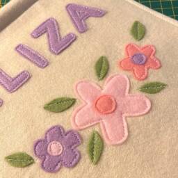 Flower Fabric Banner - Personalised Nursery Wall Decor Kids Room Flag Door Sign Pennant Playroom - thumbnail 3