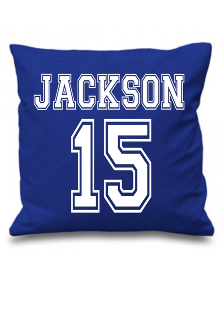 Personalised Your Name & Number Football Style Design Cushion Cover Boys Girls - image 1