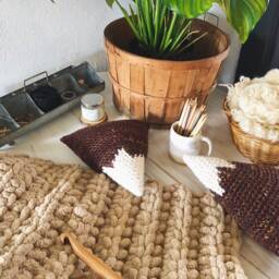 Crochet Mountain Plush Pillow Rustic Camp Cabin Decor - thumbnail 3
