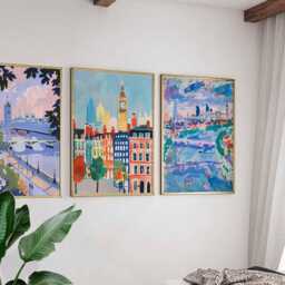Set Of 3 London Posters, UK Travel Prints, Wall Art Set, British Landmark Poster Modern Cityscape Decor Gift - thumbnail 2