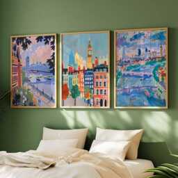 Set Of 3 London Posters, UK Travel Prints, Wall Art Set, British Landmark Poster Modern Cityscape Decor Gift - thumbnail 3