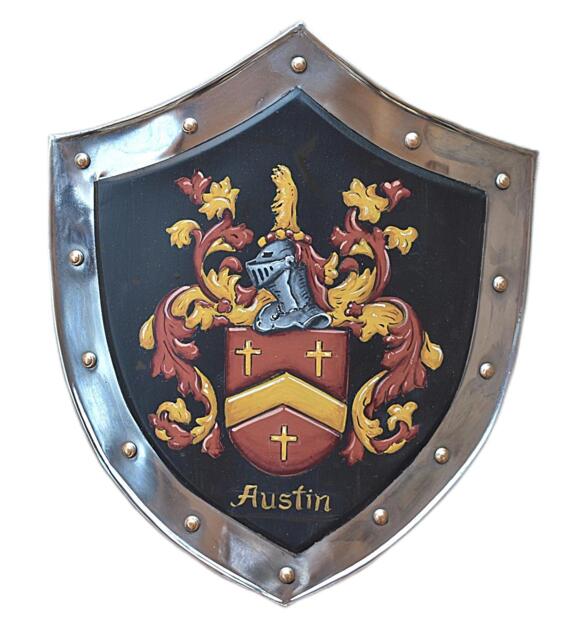 Family Crest Painting, Coat Of Arms Shield - Hand Painted Medieval Knight Shield Wall Decor - image 1