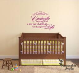 Cinderella Shoe Quote Wall Decal Nursery Bedroom Decor - thumbnail 1
