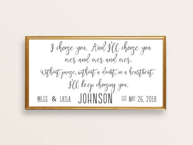 I Choose You. & I'll You Over & Over. Without Pause, Without A Doubt, in Heartbeat Keep Choosing Personalized - image 1