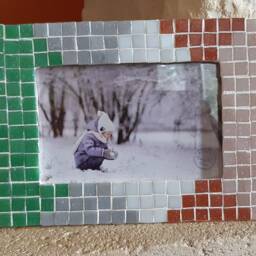 Glass Mosaic Photo Frame Handmade Home Decor - 3x5 Image - thumbnail 4