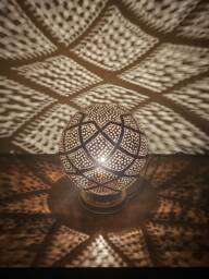Moroccan Table Lamp in Brass - thumbnail 1