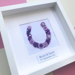 Personalised Wedding Or Engagement Gift, Framed Button Art Horseshoe, Lucky Horseshoe Gift For The Couple - thumbnail 1