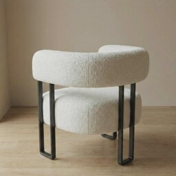 White Tub Chair Cozy Living Room Boucle Armchair - thumbnail 3