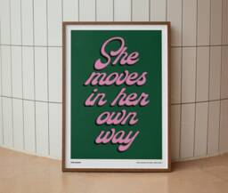 She Moves in Her Own Way Inspired Lyrics - Wall Art Unframed Print Decor Bold Colours Typographic A3 A4 A5 Graphic Poster - thumbnail 1