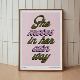 She Moves in Her Own Way Inspired Lyrics - Wall Art Unframed Print Decor Bold Colours Typographic A3 A4 A5 Graphic Poster - thumbnail 2