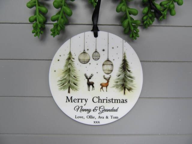 Personalised Nanny & Grandad Christmas Ornament Keepsake, Grandparents Merry Tree From The Grandchildren - image 1