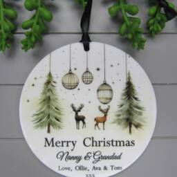 Personalised Nanny & Grandad Christmas Ornament Keepsake, Grandparents Merry Tree From The Grandchildren - thumbnail 2