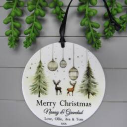 Personalised Nanny & Grandad Christmas Ornament Keepsake, Grandparents Merry Tree From The Grandchildren - thumbnail 3
