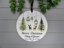 Personalised Nanny & Grandad Christmas Ornament Keepsake, Grandparents Merry Tree From The Grandchildren - thumbnail 1