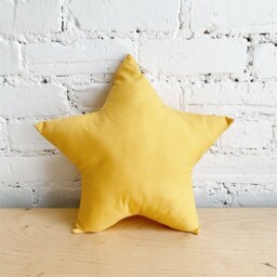 Mustard Yellow Star Pillow, 100% Cotton Nursery Decor - thumbnail 2