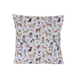 "All The Dogs White Cushion Cover 14"" 16"" 18"" 20"" 22"" 24" - thumbnail 1