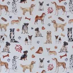 "All The Dogs White Cushion Cover 14"" 16"" 18"" 20"" 22"" 24" - thumbnail 2