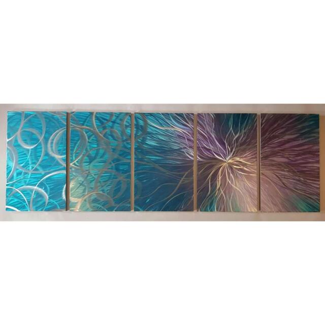 Confused Nova. Modern Abstract Metal Wall Art, Teal Purple Silver. Indoor/Outdoor Decor - image 1