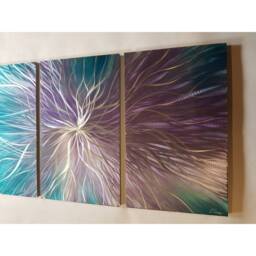 Confused Nova. Modern Abstract Metal Wall Art, Teal Purple Silver. Indoor/Outdoor Decor - thumbnail 2