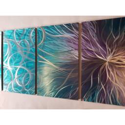 Confused Nova. Modern Abstract Metal Wall Art, Teal Purple Silver. Indoor/Outdoor Decor - thumbnail 3