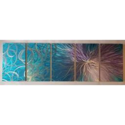 Confused Nova. Modern Abstract Metal Wall Art, Teal Purple Silver. Indoor/Outdoor Decor - thumbnail 1