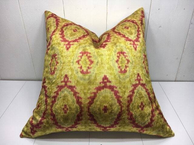 24x24 Silk Blend Ikat Pillow Cover, Handwoven Cushion - image 1