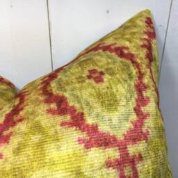 24x24 Silk Blend Ikat Pillow Cover, Handwoven Cushion - thumbnail 2