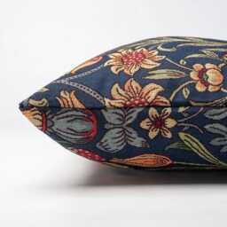 Manor Garden Tapestry Xl Rectangular Cushion. Morris Style Heavyweight Countryside Botanical Design in Indigo Blue. 23X15 - thumbnail 2