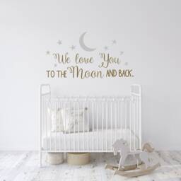 Nursery Wall Decal We Love You To The Moon & Back, & Stars Ww11 - thumbnail 2