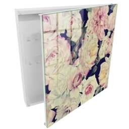Floral Elegance Wall Mounted Key Cabinet, Pink Box For Home, Painterly Flowers & Plants, Nature Lovers - thumbnail 2