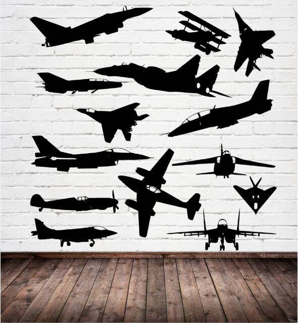 14 Aeroplanes Vinyl Wall Art, Decal, Sticker, Transfer, Mural, Removable, Rent Friendly, Interior, Exterior, Full - 0003 - image 1