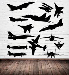 14 Aeroplanes Vinyl Wall Art, Decal, Sticker, Transfer, Mural, Removable, Rent Friendly, Interior, Exterior, Full - 0003 - thumbnail 1