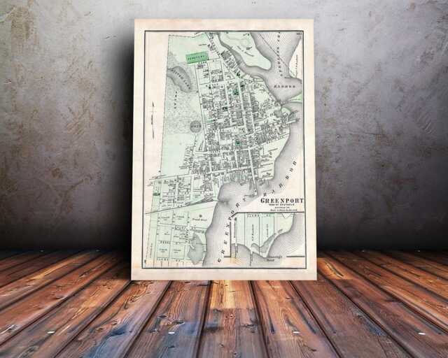 Vintage Greenport, Long Island Map Print Suffolk County, New York - image 1