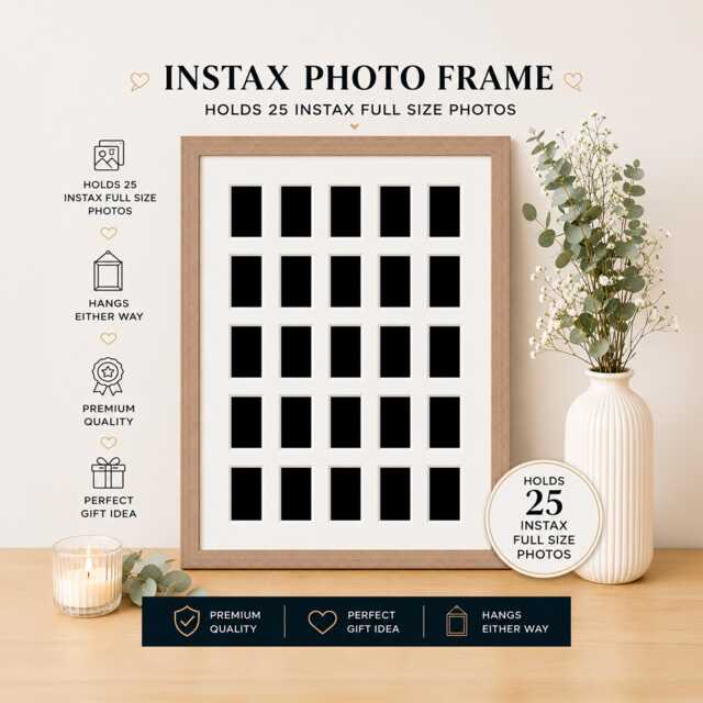 Instax Photo Frame - Oak Veneer Holds 25 Full Size Photos - image 1