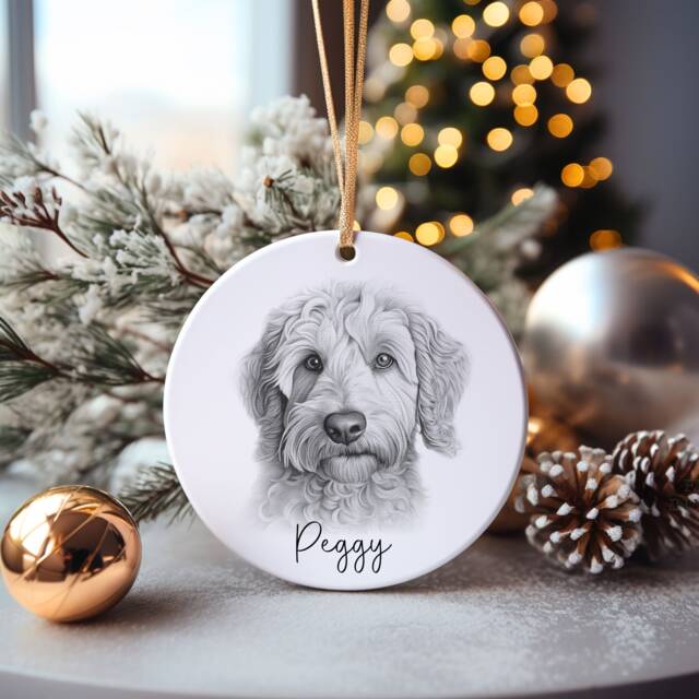 Labradoodle Bauble, Personalised Pet Dog Christmas Tree Decoration, Gift For Family, Lover, Santa Bauble - image 1