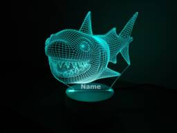 Personalised Shark Nightlight - Girls Night Light Kids Bedroom Boys Light Led Birthday Gift Christmas