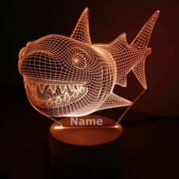 Personalised Shark Nightlight - Girls Night Light Kids Bedroom Boys Light Led Birthday Gift Christmas - thumbnail 4