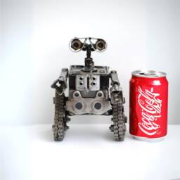 Wall-E Scrap Metal Sculpture, Handmade Recycled Steel Art, Unique Valentine Gift For Him - thumbnail 1