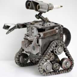 Wall-E Scrap Metal Sculpture, Handmade Recycled Steel Art, Unique Valentine Gift For Him - thumbnail 3