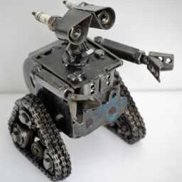 Wall-E Scrap Metal Sculpture, Handmade Recycled Steel Art, Unique Valentine Gift For Him - thumbnail 4
