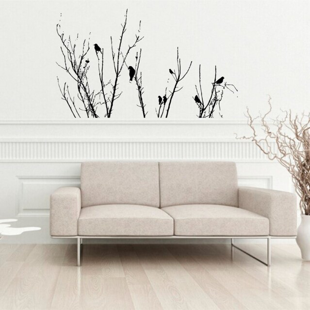 Tree Top Birds - 0275 Vinyl Wall Art, Decal, Sticker, Transfer, Mural, Decor, Rent Friendly, Interior, Exterior, Full Removable - image 1