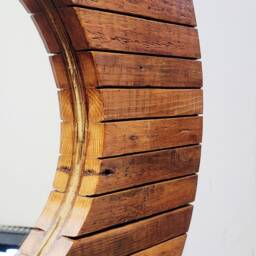Distressed Round Circular Porthole Wooden Pine Wall Hung Mirror 60 cm Diameter Shabby Chic - thumbnail 4