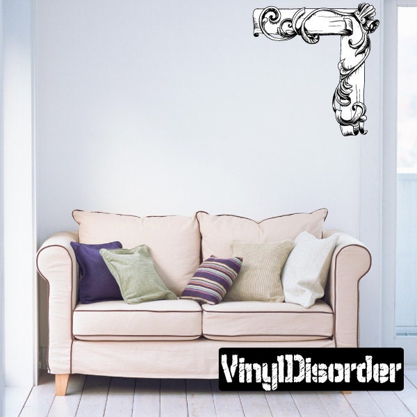 Floral Frame Wall Decal - Fabric Vinyl Removable & Reusable Floralframeuscolor012Et