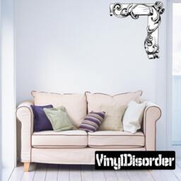 Floral Frame Wall Decal - Fabric Vinyl Removable & Reusable Floralframeuscolor012Et