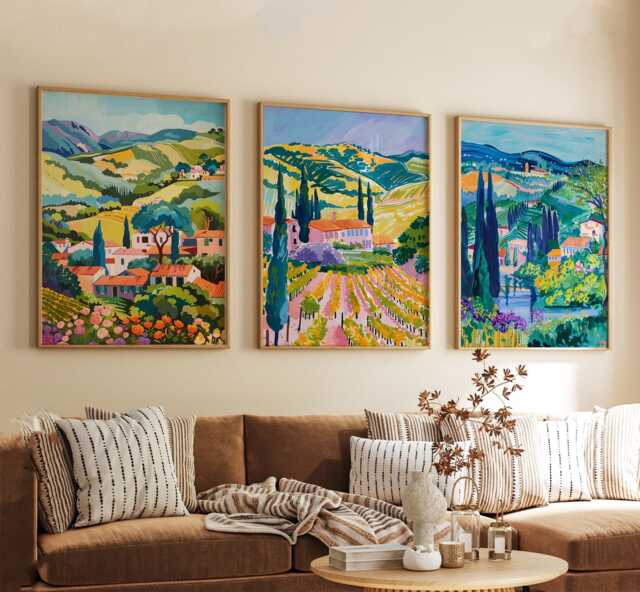 Napa Valley California Poster Set Of 3 Wine Country Travel Wall Art Usa Vineyard Hills Prints, Vintage Minimalist Style - image 1